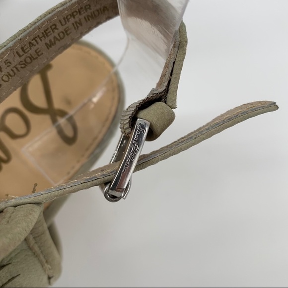 SAM EDELMAN Sage Leather Suede Open Toe Chunk Heel - Picture 7 of 8